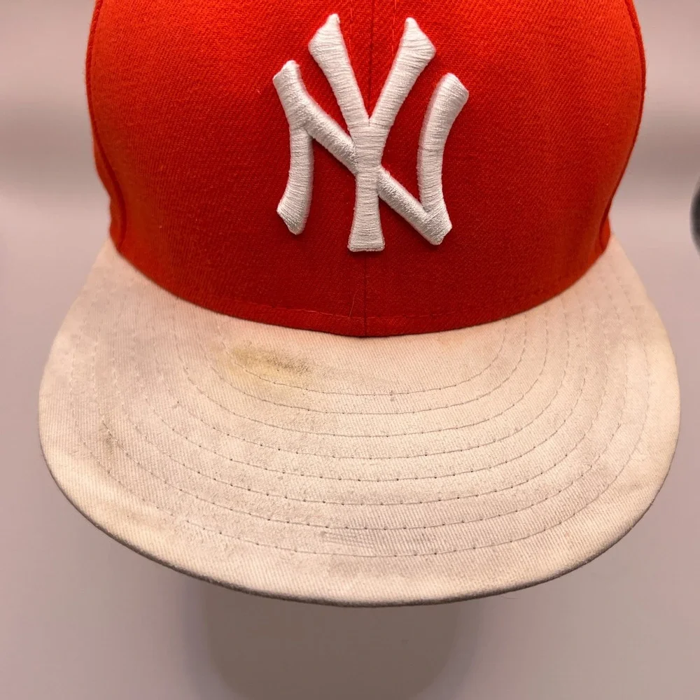 New Era 59FIFTY New York Yankees MLB Fitted Hat Orange White 7 1/2 Cap